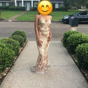 Gold Sequence Prom Dress